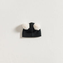 Load image into Gallery viewer, grace-baby-and-child_bonnet-charcoal-grey-with-white-fur-pompons-1