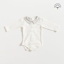 Load image into Gallery viewer, bodysuit-navy-blue-dots-for-newborn-by-grace-baby-and-child-front-view