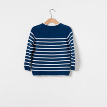 Load image into Gallery viewer, SWEATER  / NAVY STRIPES
