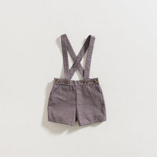 Load image into Gallery viewer, shorts-violet-pied-de-poule-straps-baby-boy