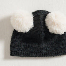 Load image into Gallery viewer, grace-baby-and-child_bonnet-charcoal-grey-with-white-fur-pompons-2