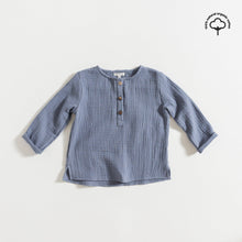 Load image into Gallery viewer, shirt-soft-blue-gauze-for-baby-and-child-by-grace-baby-and-child-front-view_