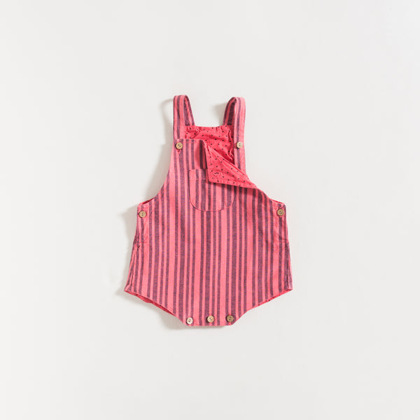 ROMPER / STRAWBERRY STRIPES LINEN