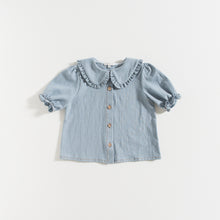 Load image into Gallery viewer, BLOUSE / BLUE STONE WASHED COTTON