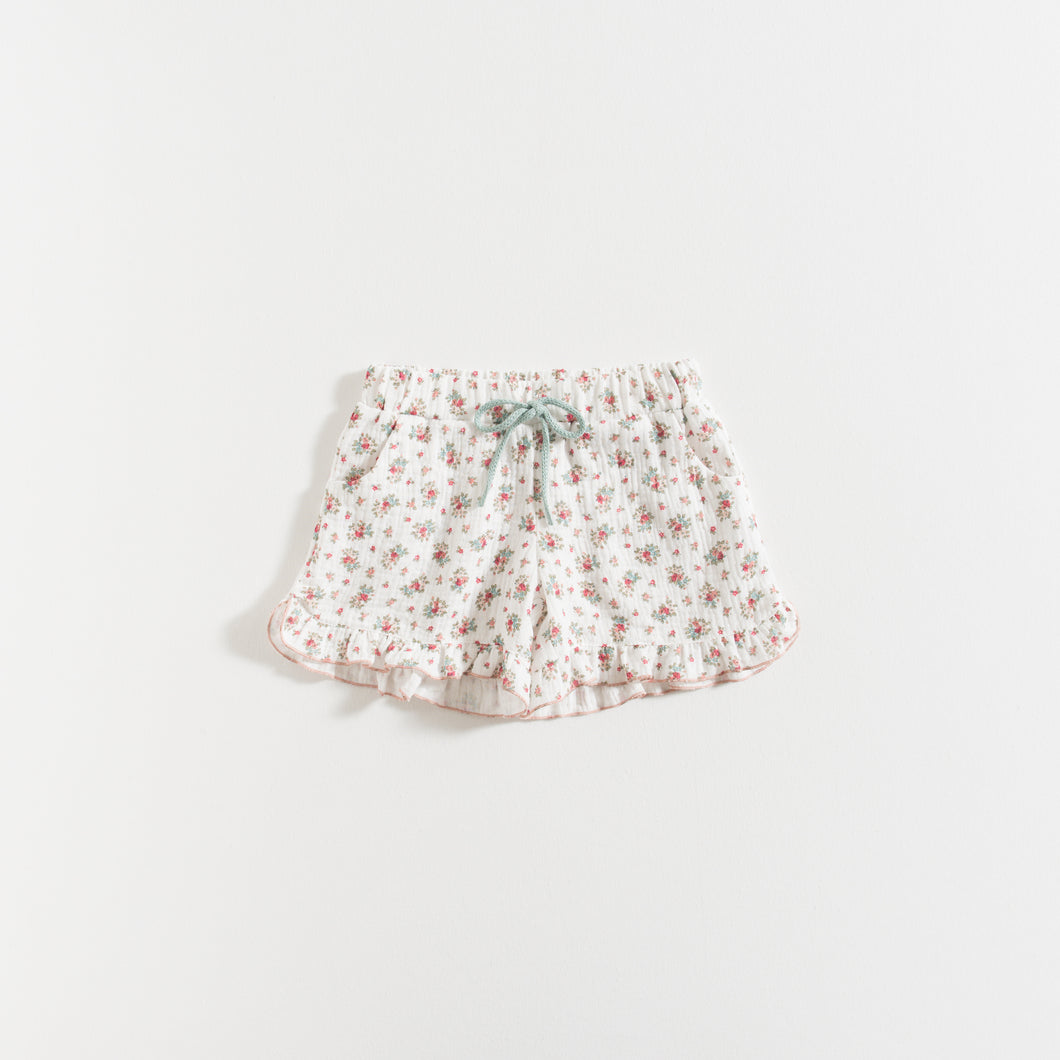 SHORTS / RED FLOWERS GAUZE