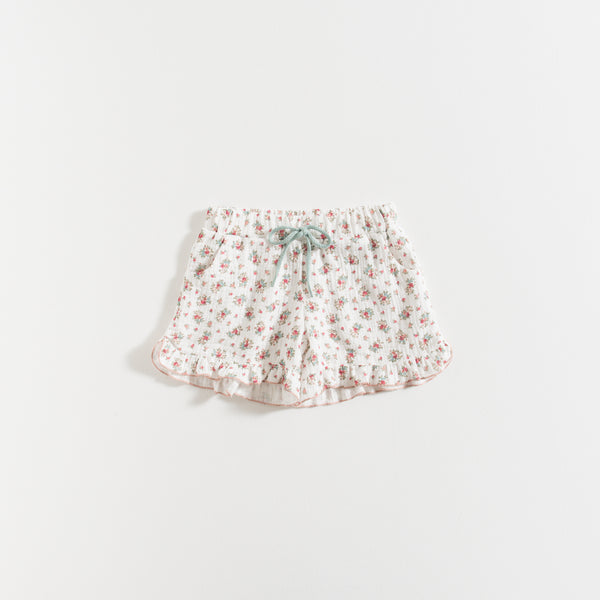SHORTS / RED FLOWERS GAUZE