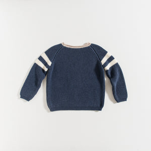 SWEATER / NAVY-ECRU CAMEL