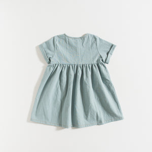 DRESS / SMOKE GREEN WASHED COTTON