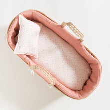 Load image into Gallery viewer, MOSES BASKET SET / ROSE HONEYCOMB-DUSTY PINK FLOWERS GAUZE