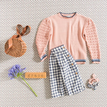 Load image into Gallery viewer, SWEATER / PEACH-NAVY-DUSTY BLUE