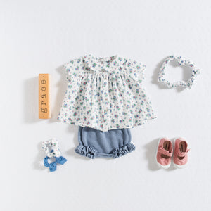 BLOUSE / BLUE FLOWERS GAUZE