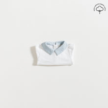 Load image into Gallery viewer, bodysuit-blue-gauze-for-newborn-by-grace-baby-and-child-folded