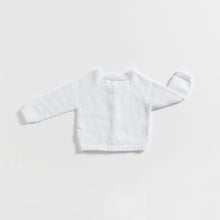 Load image into Gallery viewer, knitted-cardigan-white-grace-baby-and-child-newborn-basics-back